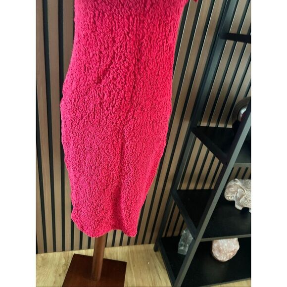 Anthropologie Mock-Neck Textured Mini Dress size small red/pink color - Picture 3 of 10